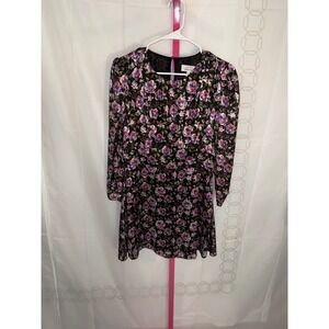 And Other Stories Paris Atelier Black Floral Puff Sleeve Mini Dress Size 38